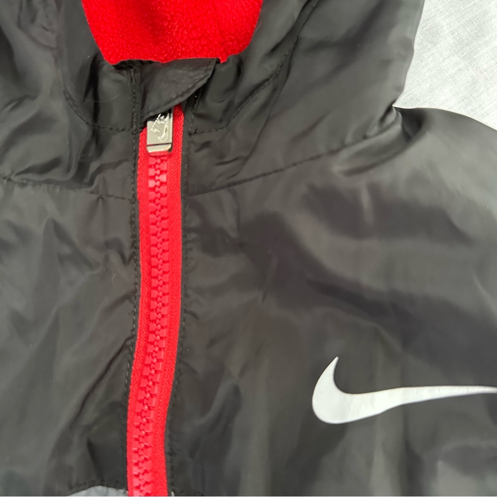 Nike 3T Fleece Lined Hooded Windbreaker Black Gray Jacket Toddler - Picture 8 of 16